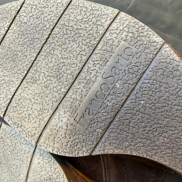 Franco Sarto Sued Brown Leather Upper Wedge 3*”Heels Ankle Boots Women Size 9M - Picture 5 of 7